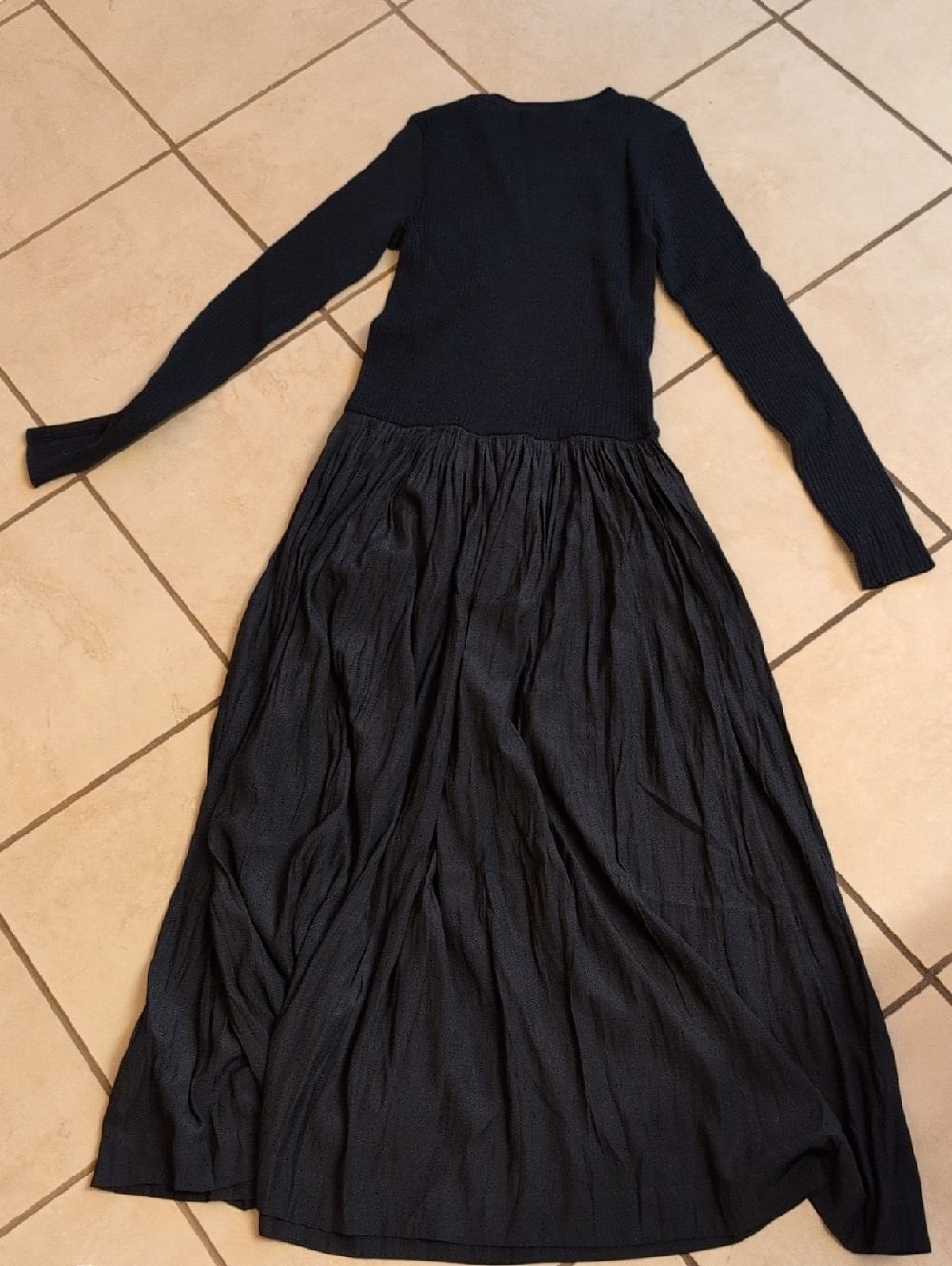 NWT Madewell Addie Ribbed Scoopneck Midi Dress Black Long Sleeve Size M - Picture 3 of 13